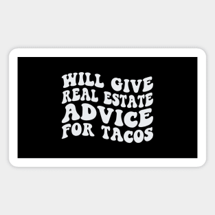 Retro Realtor Real Estate Agent Broker Will Give Real Estate Advice For Tacos Magnet